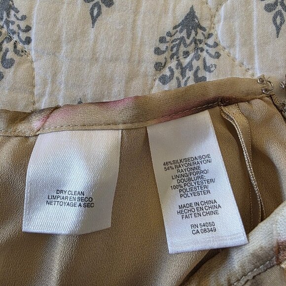 Jones New York Collection Silk Blend Midi Skirt Size 14 Brown Pink Abstract - Picture 5 of 13